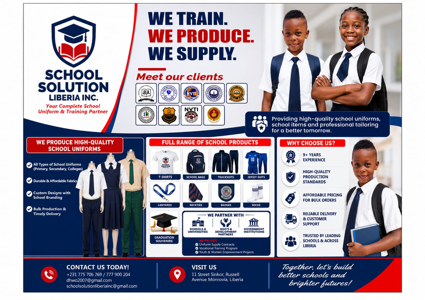 School Solution Liberia uniforms flyer